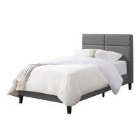 CorLiving - Bellevue Wide Panel Upholstered Bed, Twin - Light Gray - Large Front