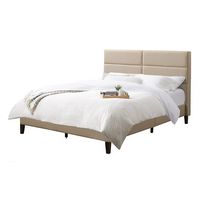 CorLiving - Bellevue Wide Panel Upholstered Bed, Full - Beige - Large Front