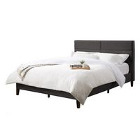 CorLiving - Bellevue Wide Panel Upholstered Bed, Queen - Dark Gray - Large Front