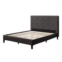 CorLiving - Nova Ridge Tufted Upholstered Bed, Full - Dark Gray - Large Front