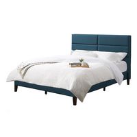 CorLiving - Bellevue Wide Panel Upholstered Bed, Full - Ocean Blue - Large Front