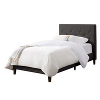 CorLiving - Nova Ridge Tufted Upholstered Bed, Twin - Dark Gray - Large Front