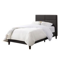 CorLiving - Bellevue Wide Panel Upholstered Bed, Twin - Dark Gray - Large Front