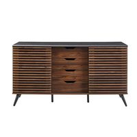 Mid Century Modern Sliding Slat Door TV Stand for Most Flat-Panel TV's up to 65