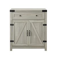 Walker Edison - Farmhouse Barn Door Accent Cabinet - Stone Grey - Large Front