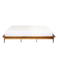 Walker Edison - King Mid Century Solid Wood Platform Bed - Caramel - Large Front