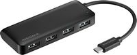 Insignia™ - 4-Port USB Hub with USB-C Connection - Black - Large Front