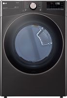 LG - 7.4 Cu. Ft. Stackable Smart Electric Dryer with Steam and Built-In Intelligence - Black Steel - Large Front