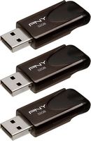 PNY - 32GB Attaché 4 Type A USB 2.0 Flash Drive 3-Pack - Black - Large Front