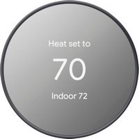 Google - Nest Smart Programmable Wifi Thermostat - Charcoal - Large Front