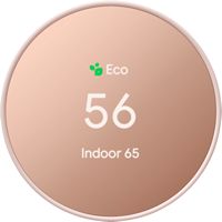 Google - Nest Smart Programmable Wifi Thermostat - Sand - Large Front