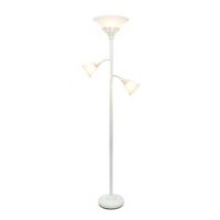 Elegant Designs - 3 Light Floor Lamp with Scalloped Glass Shades - White - Large Front
