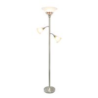 Elegant Designs - 3 Light Floor Lamp with Scalloped Glass Shades - Brushed Nickel - Large Front