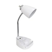 Limelights - Gooseneck Organizer Desk Lamp with iPad Tablet Stand Book Holder and USB port - White - Large Front