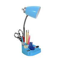 Limelights - Gooseneck Organizer Desk Lamp with iPad Tablet Stand Book Holder and USB port - Blue - Large Front