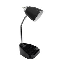 Limelights - Gooseneck Organizer Desk Lamp with iPad Tablet Stand Book Holder and USB port - Black - Large Front