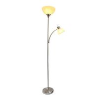 Simple Designs - Floor Lamp with Reading Light - Brushed Nickel - Large Front