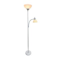 Simple Designs - Floor Lamp with Reading Light - Silver - Large Front