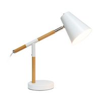 Simple Designs - Wooden Pivot Desk Lamp - White - Large Front