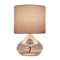 Simple Designs - Glass Raindrop Table Lamp with Fabric Shade - Smoke Gray/Gray - Large Front