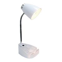 Limelights - Gooseneck Organizer Desk Lamp with iPad Tablet Stand Book Holder - White - Large Front