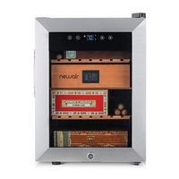 NewAir - 250 Count Cigar Humidor Wineador with Precision Digital Temperature Controls - Stainless... - Large Front