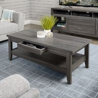 CorLiving - Hollywood Coffee Table with Drawers - Dark Gray - Large Front