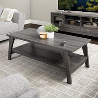 CorLiving - Hollywood Dark Gray Coffee Table with Shelf - Dark Grey - Large Front
