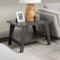 CorLiving - Hollywood Side Table with Lower Shelf - Dark Gray - Large Front