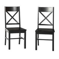 Walker Edison - Modern Farmhouse X-Back Dining Chairs, Set of 2 - Antique Black - Large Front