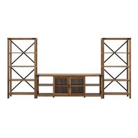 Walker Edison - Modern Farmhouse Wall TV Stand for  TV's up to 80” - Rustic Oak - Large Front