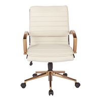 OSP Home Furnishings - Mid-Back Faux Leather Chair with Gold Finish in Faux Leather - Cream - Large Front