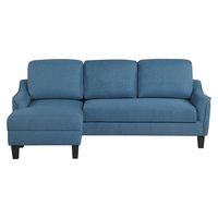 OSP Home Furnishings - Lester Sofa with Chaise and Twin Sleeper in fabric with Black legs - Blue - Large Front
