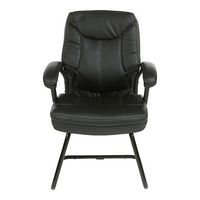 Office Star Products - Executive Faux Leather Visitor Chair with Contrast Stitching - Black - Large Front