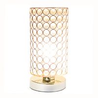 Elegant Designs - Elipse Crystal Bedside Nightstand Cylindrical Uplight Table Lamp - Chrome - Large Front