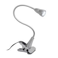 Simple Designs - 1W LED Gooseneck Clip Light Desk Lamp - Silver - Large Front