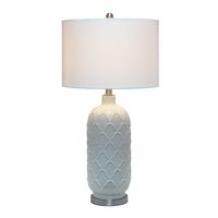 Lalia Home - Argyle Classic Table Lamp with Fabric Shade - White - Large Front