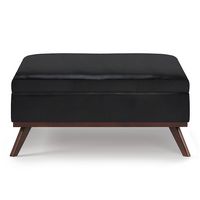 Simpli Home - Owen 36 inch Wide Mid Century Modern Square Coffee Table Storage Ottoman - Midnight... - Large Front