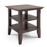 Simpli Home - Acadian SOLID WOOD 19 inch Wide Square Transitional End Table in - Warm Walnut Brown - Large Front