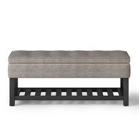 Simpli Home - Cosmopolitan 44 inch Wide Traditional Rectangle Storage Ottoman Bench with Open Bot... - Large Front
