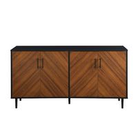 58” Mid Century Modern Faux Bookmatch Buffet - Large Front