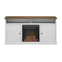 Walker Edison - Farmhouse Tall Barndoor Soundbar Storage Fireplace TV Stand for Most TVs up to 65... - Large Front