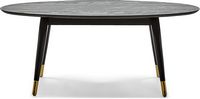Elle Decor - Clemintine Mid-Century Oval Coffee Table with Brass Accents - Black - Large Front