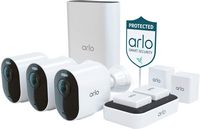 Arlo - Ultra 2 Spotlight 3-Camera Security Bundle Indoor/Outdoor Wireless 4K Security System - White - Large Front