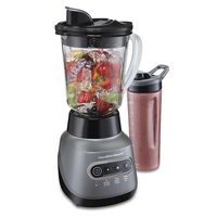 Hamilton Beach - Wave Crusher Blender with 40 oz. Glass Blender Jar and 20 Oz. Travel Jar - BLACK - Large Front