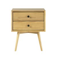 Walker Edison - 25” Modern Solid Wood 2 Drawer Nightstand - Light Oak - Large Front