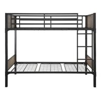 Walker Edison - Rustic Industrial Twin over Twin Wood Bunk Bed - Black - Large Front