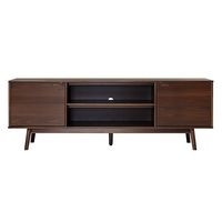 Walker Edison - Modern 2 Door Solid Wood TV Stand for TVs up to 80” - Walnut - Large Front