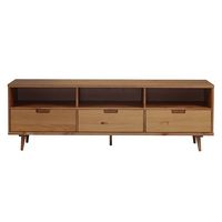 Walker Edison - Mid Century Modern 3 Drawer Solid Wood Console for TVs up to 80