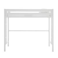 Walker Edison - Premium Deluxe Twin Metal Loft Bed - White - Large Front